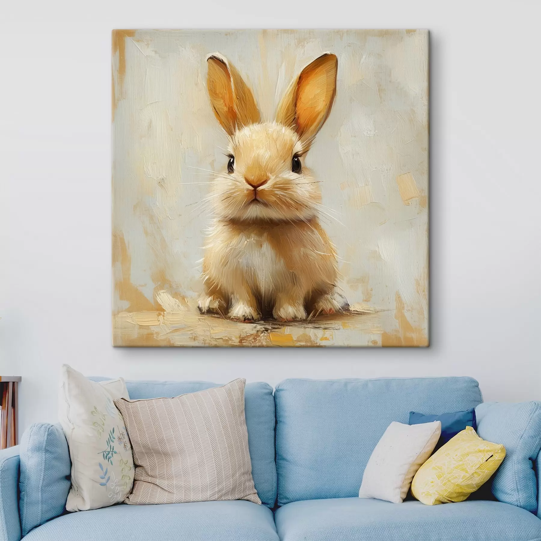 fotótapéta Bézs nyuszi világos háttéren, merész ecsetvonásokkal s41000