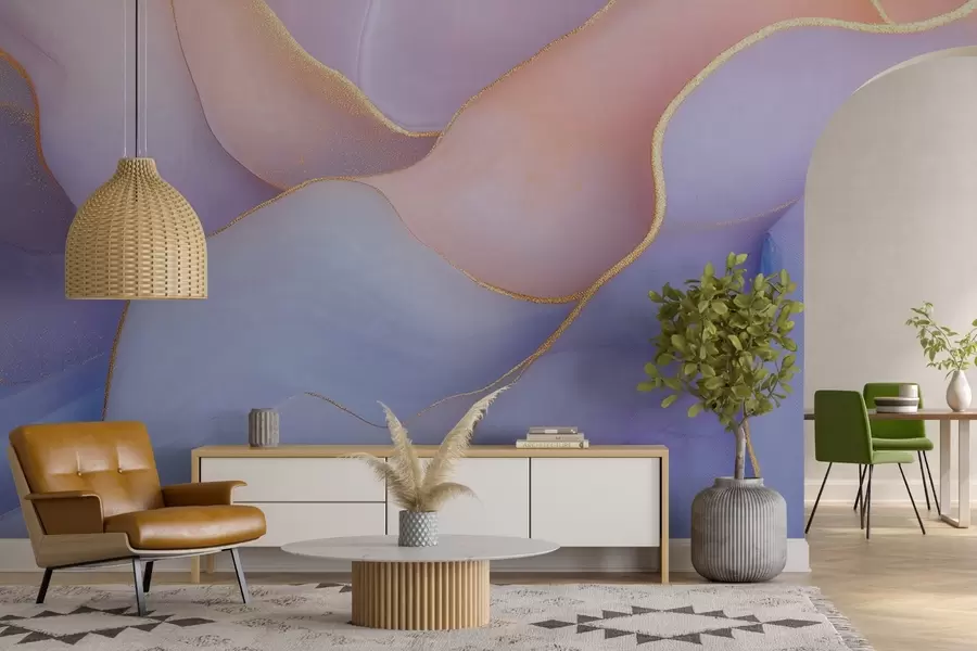 fotószőnyeg Absztrakt kompozíció márvány mintákkal és finom akvarell textúrákkal lágy pasztell színekben w01827