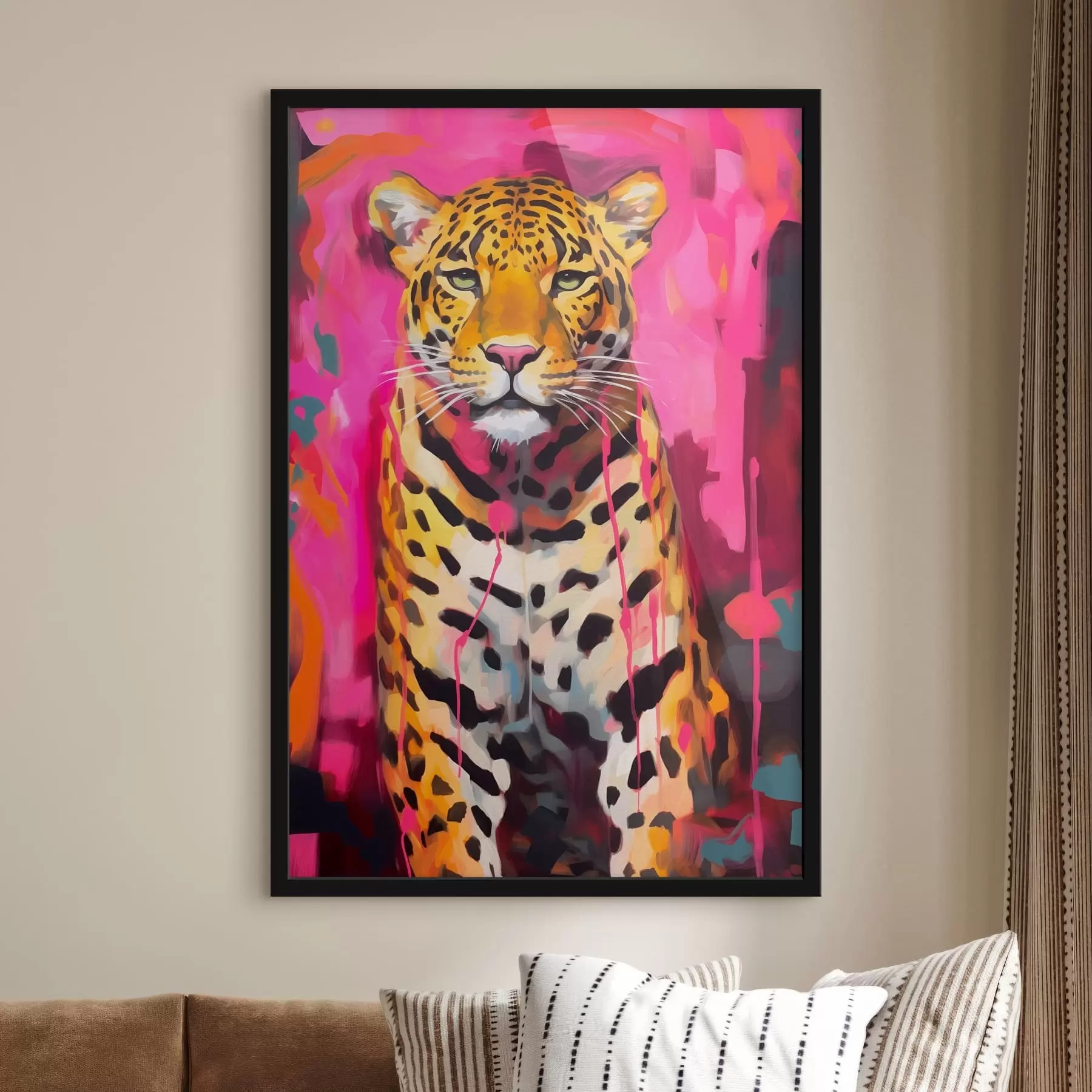 fotótapéta Leopárd rózsaszín háttérrel trend f41332