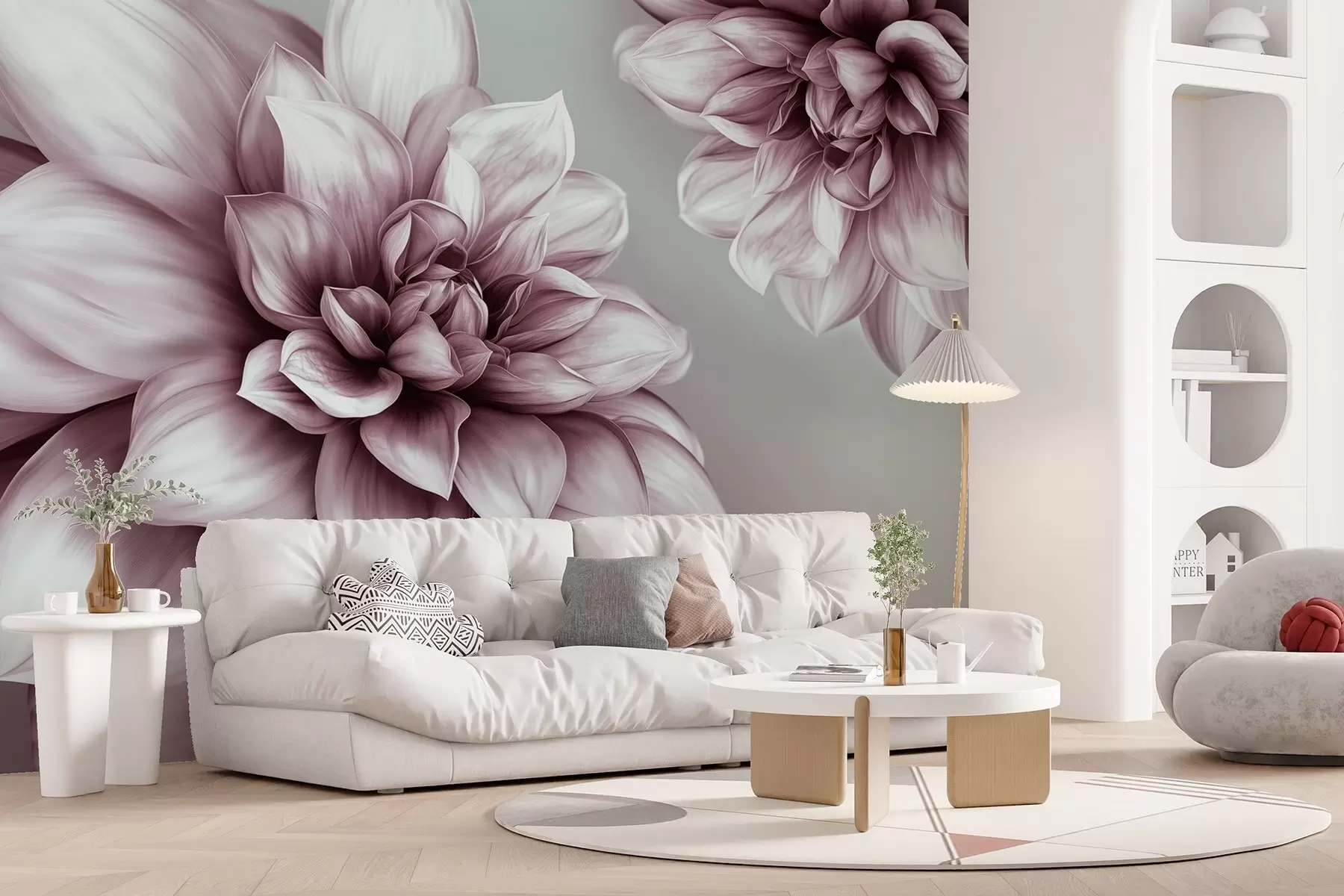 fotószőnyeg Sok szirmú, terjedelmes virágok, a rózsaszín árnyalataiban ábrázolva w01937v1