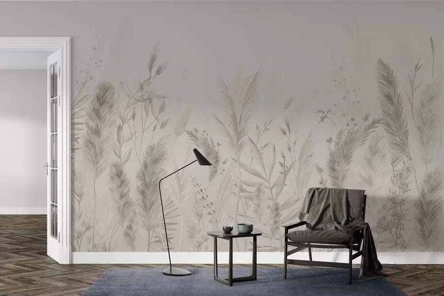 fotószőnyeg Magas mezei füvek és virágok pasztell színekben w02004v1