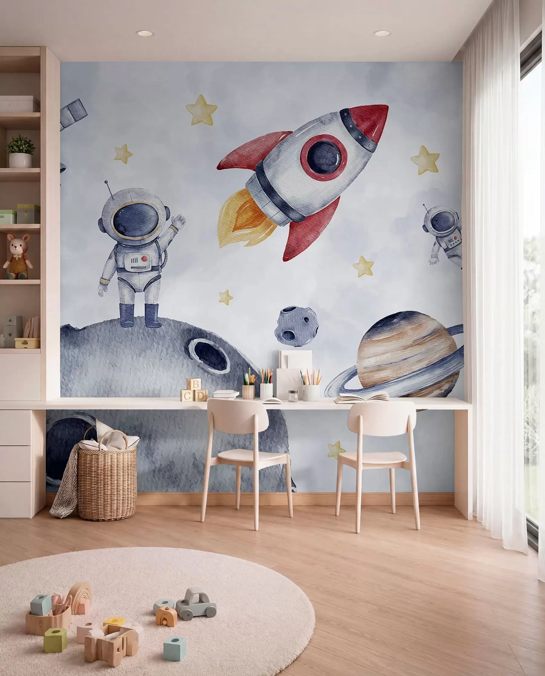 fotószőnyeg Kis űrhajósok repülés közben w01461