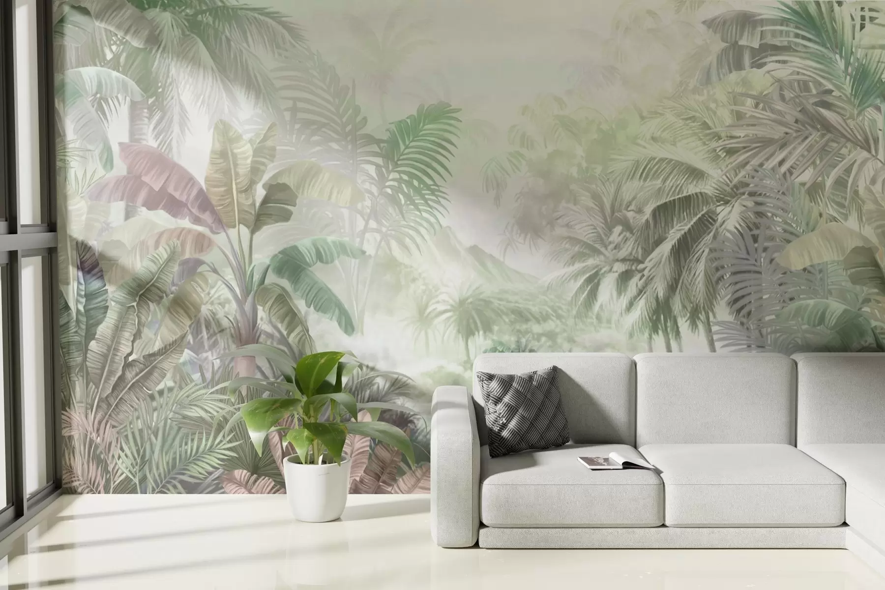 fotószőnyeg Esőerdő lágy zöld tónusokban w01931v1