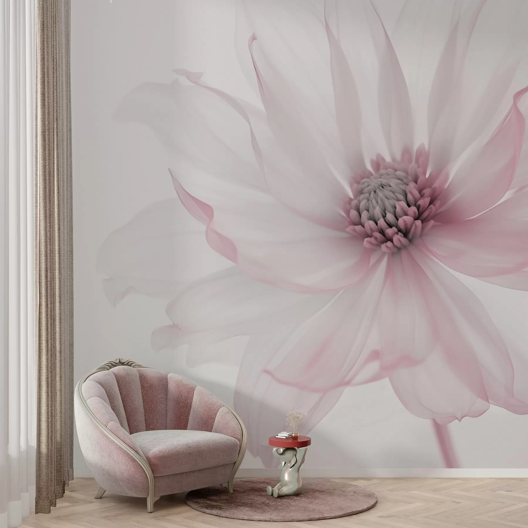 fotószőnyeg Finom rózsaszín virág világos háttéren w02077v2