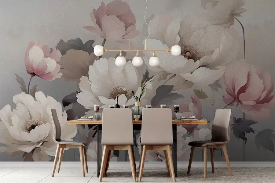 fotószőnyeg Olajjal festett virágok a falon w02111