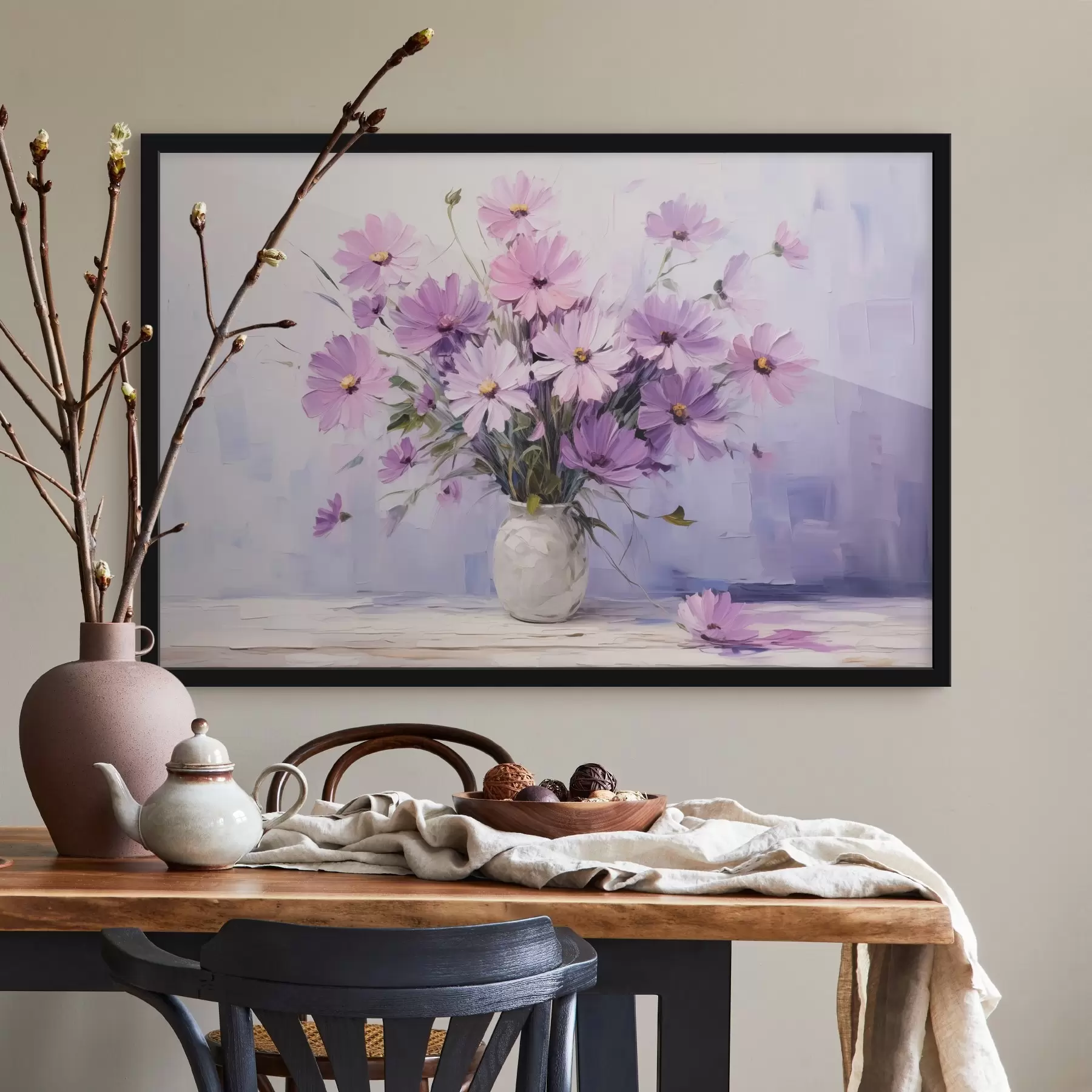 fotószőnyeg Finom lila lila virágok vázában f41475