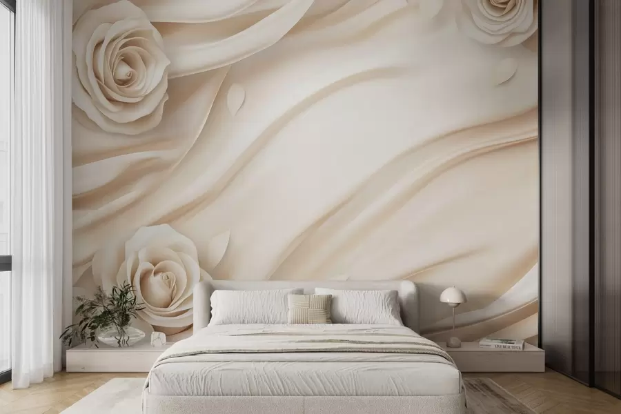 fotószőnyeg Elegáns bézs háttér rózsákkal w02197