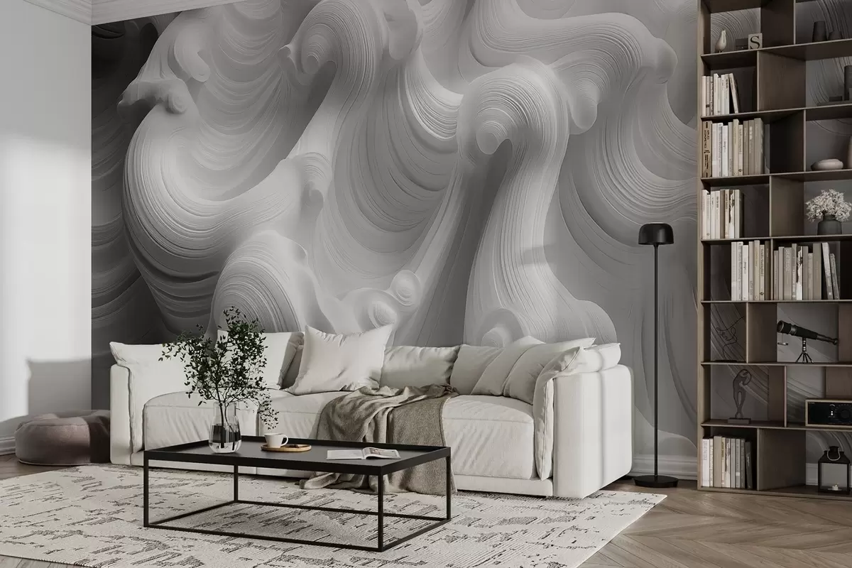 fotószőnyeg Fehér relief hullámok w02235