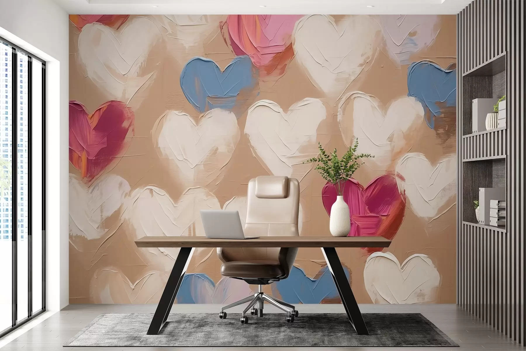 fotószőnyeg Szívek sötét bézs háttéren utánzás stroke-ok w02226