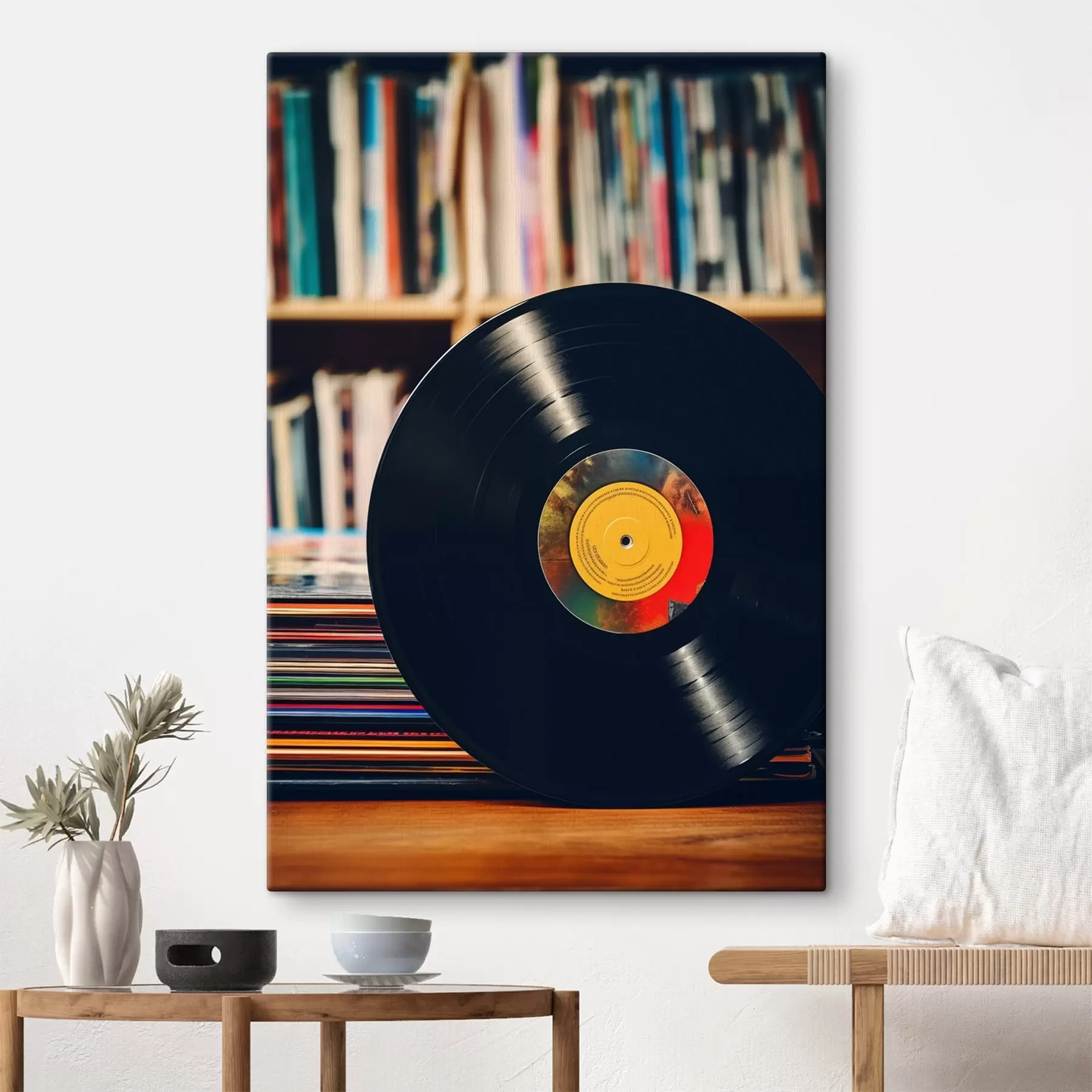 fotószőnyeg Vinyl lemez a polc hátterében s41669