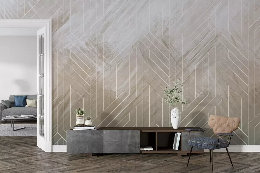 fotószőnyeg Geometrikus absztrakt háttér átlós vonalakkal és barna árnyalatú gradiens hatással w08433v1