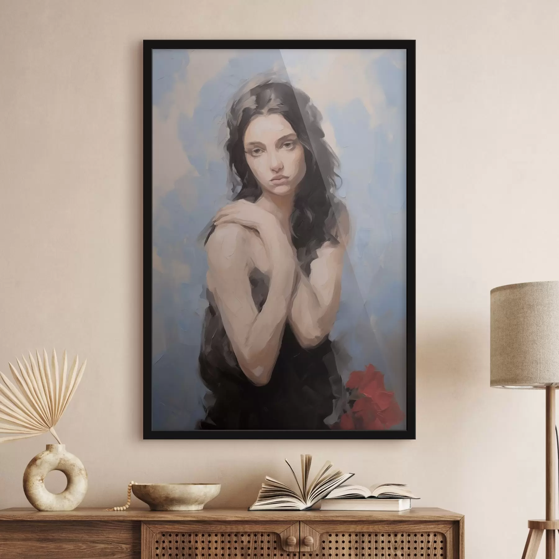 fotószőnyeg Lány fekete ruhás festmény utánzat f41848