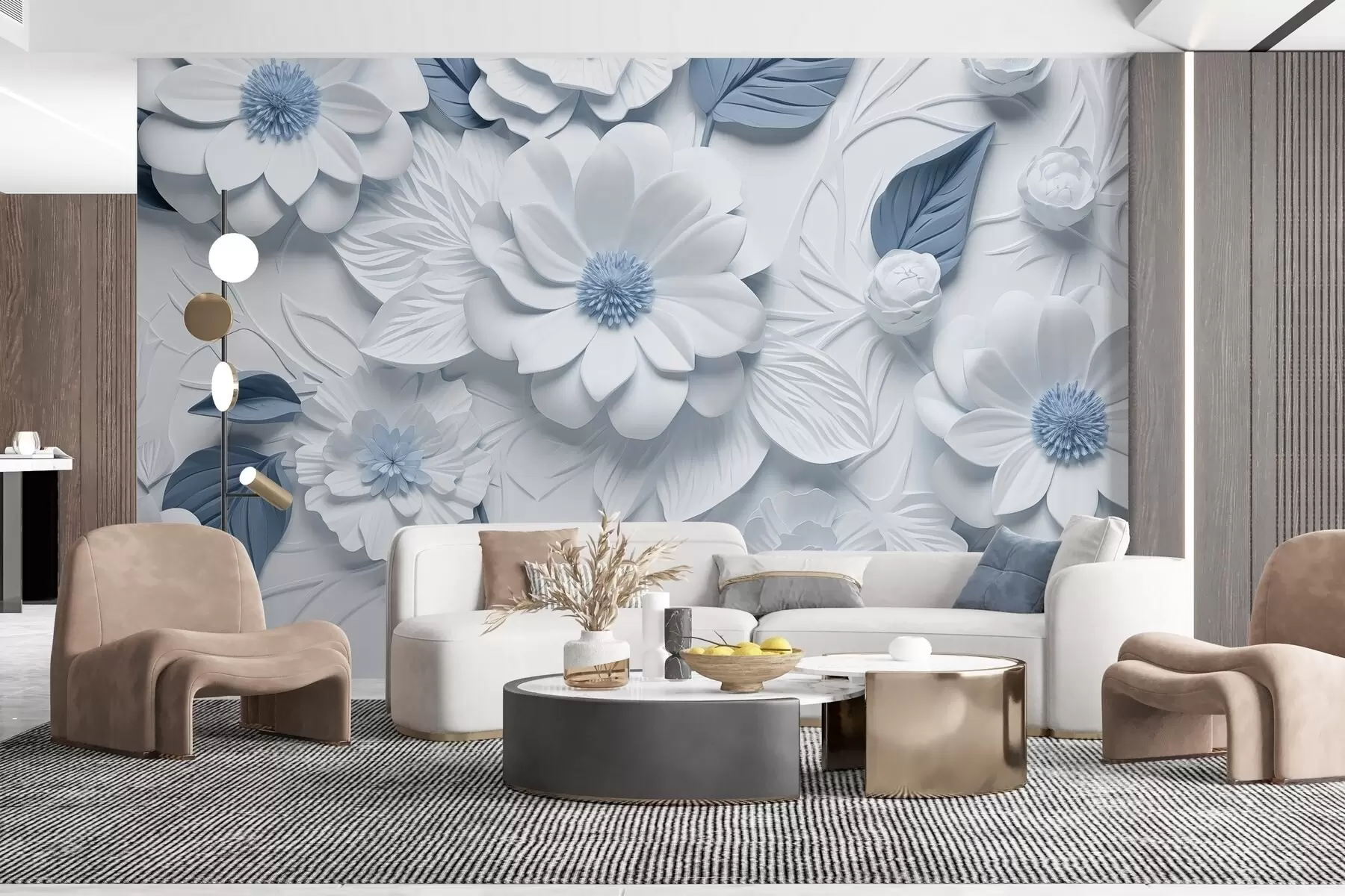 fotószőnyeg Térfogatvirágok gipszből két színben w02006v1