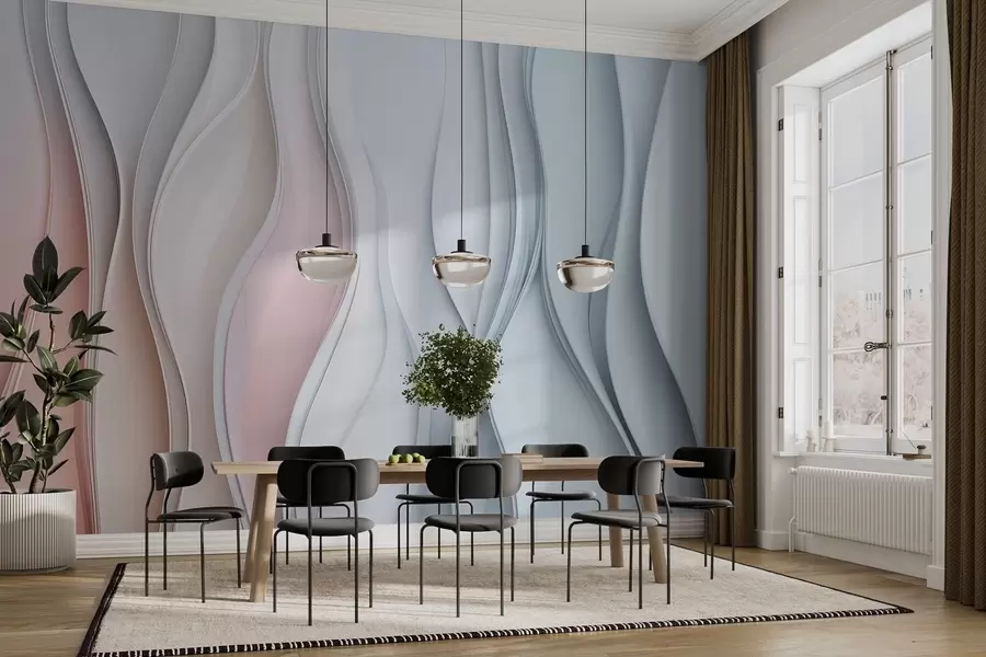 fotószőnyeg Volumetrikus színes hullámok a falon w02013