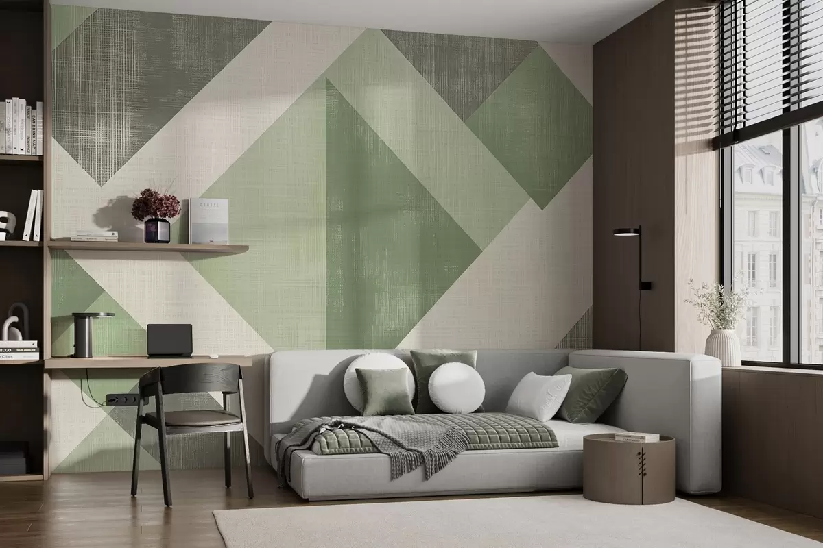 fotószőnyeg Modern geometrikus tapétadizájn átfedő formákkal, lágy bézs és barna árnyalatokban w02341v2