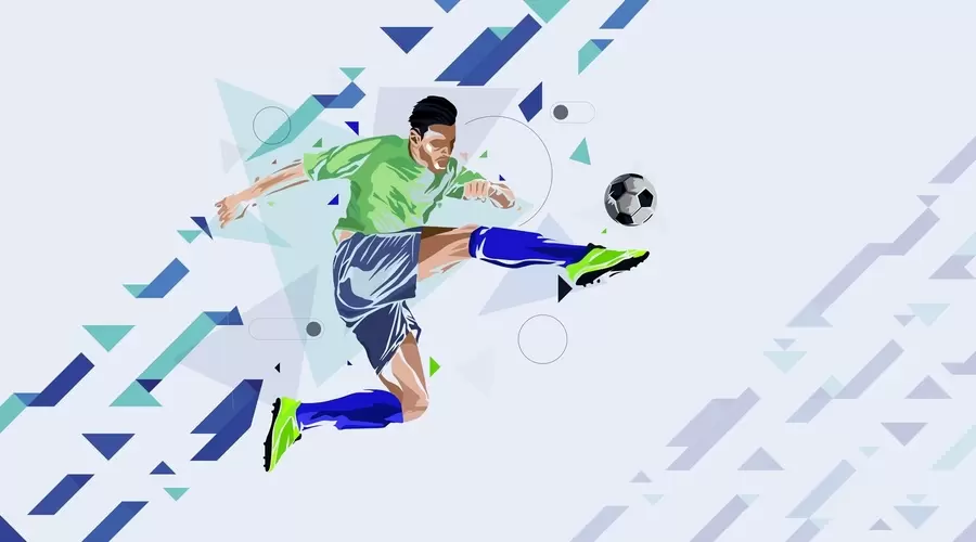fotószőnyeg a labdát rúgó futballista w02401