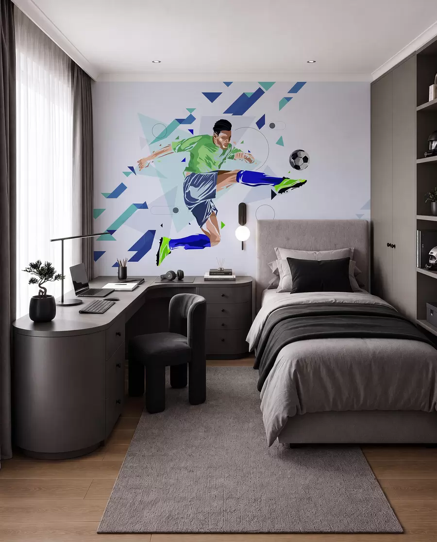 fotószőnyeg a labdát rúgó futballista w02401