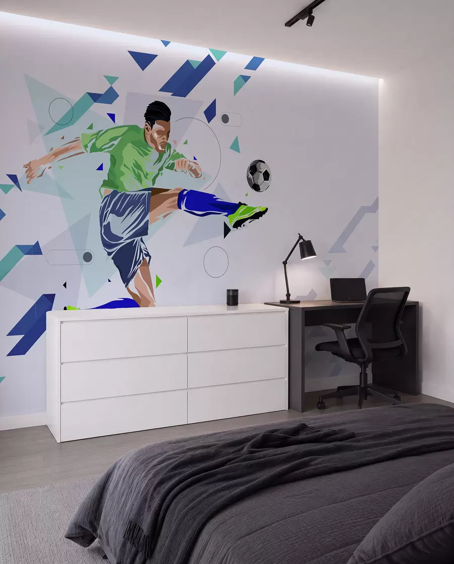 fotószőnyeg a labdát rúgó futballista w02401