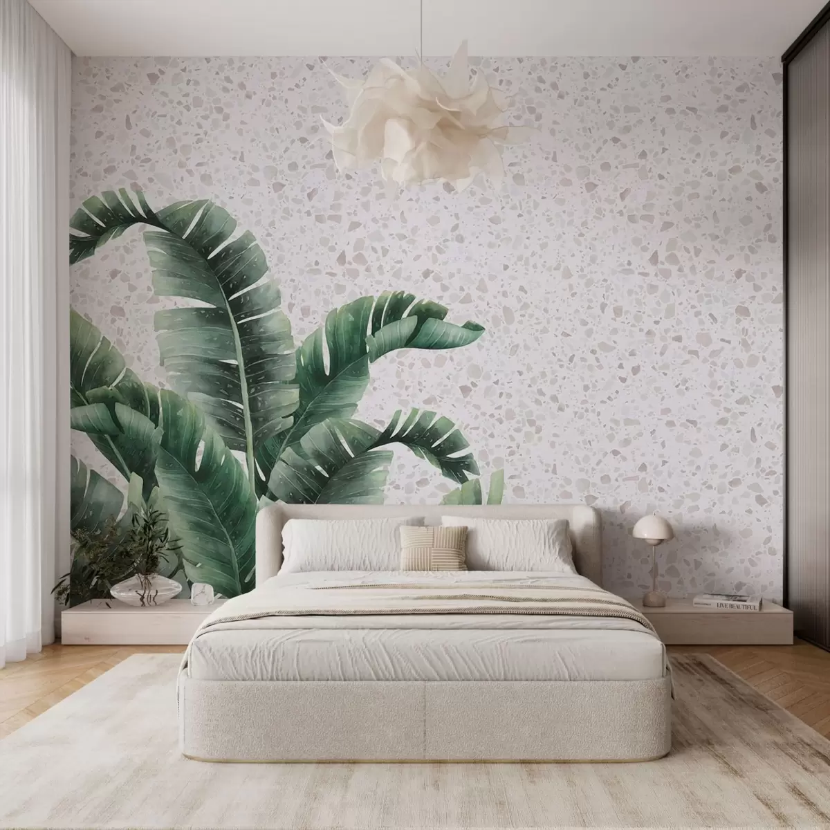 fotószőnyeg Trópusi levelek és terrazzo háttér w02376