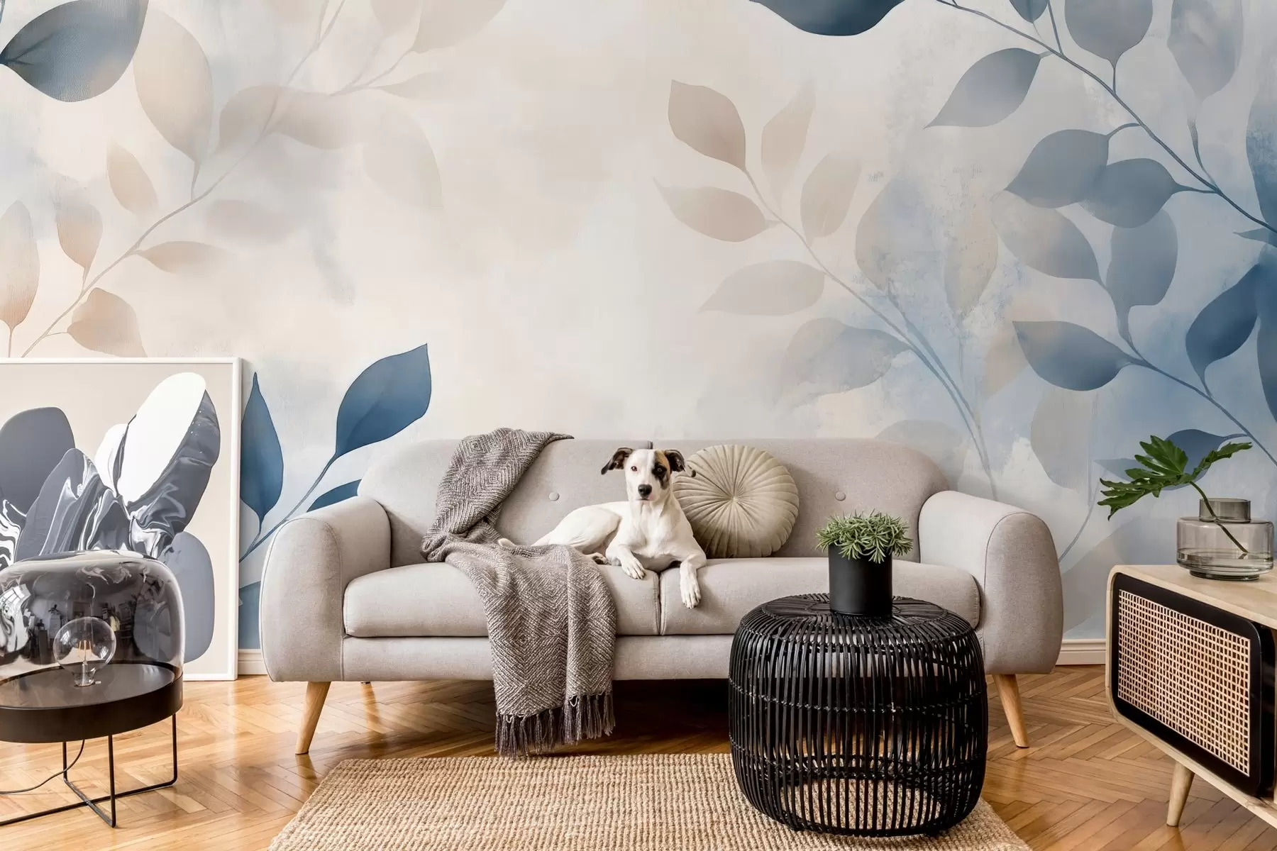 fotószőnyeg finom levelek akvarell technikával w02453