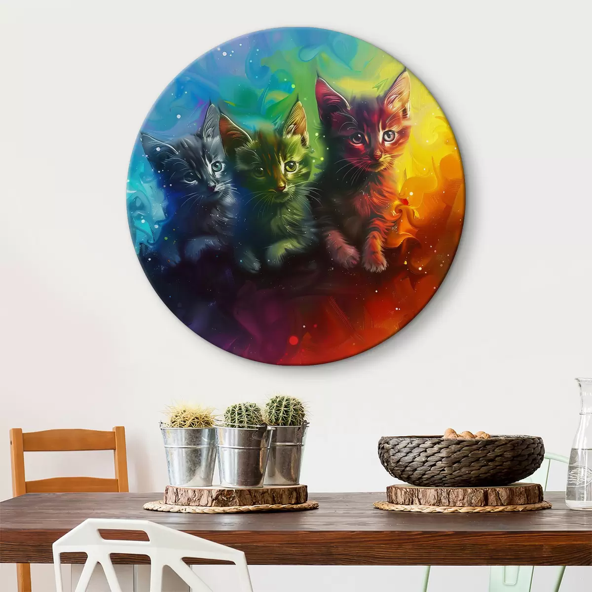 Kerek festmények Három cica r39083