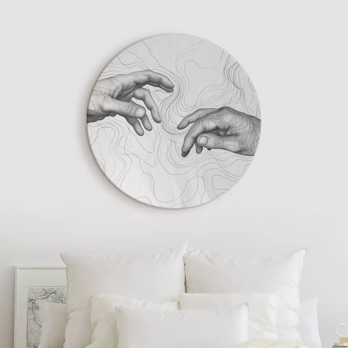 Kerek festmények Kezek, absztrakció, vonalrajz r39999