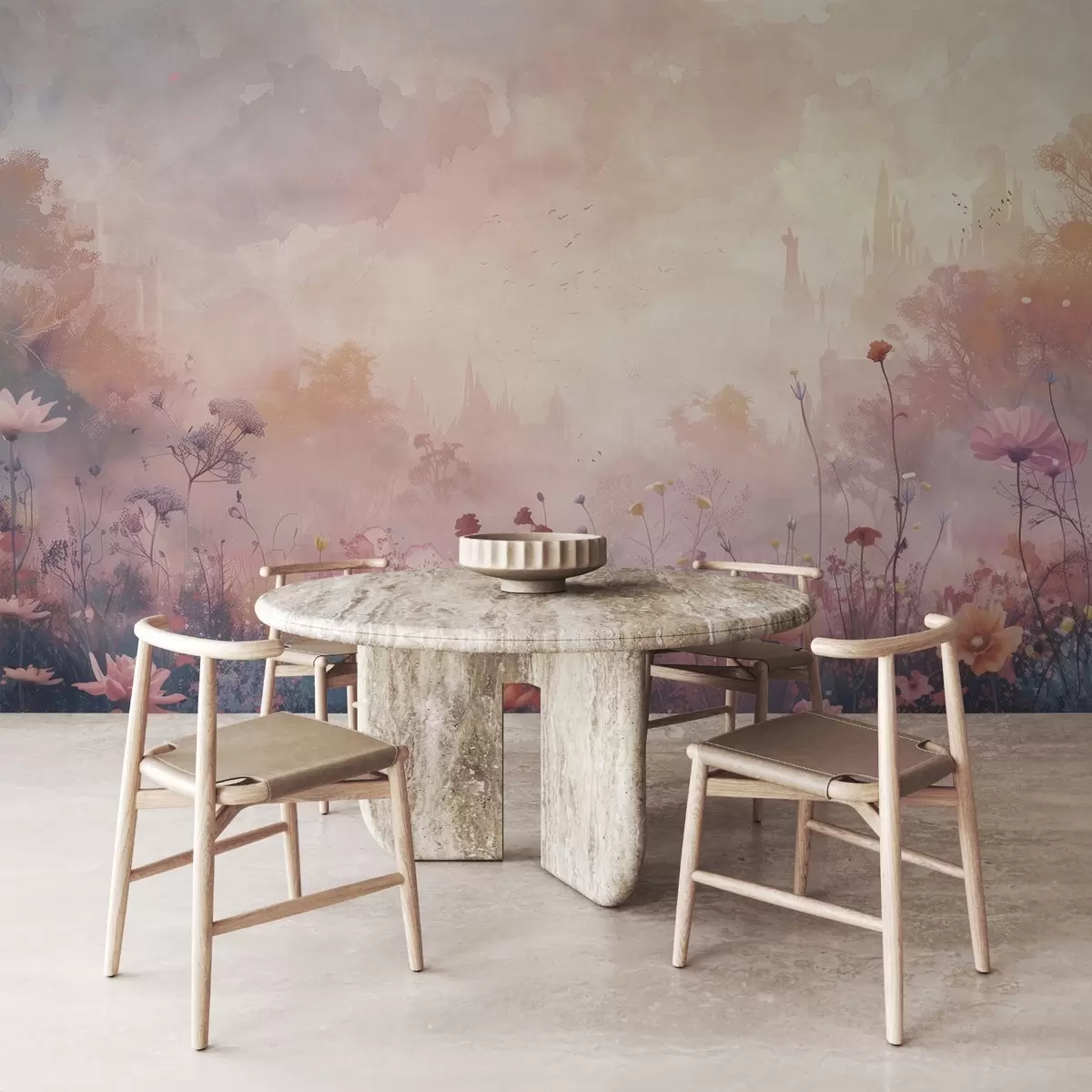 fotószőnyeg Vadvirágok vár sziluett háttér w08478