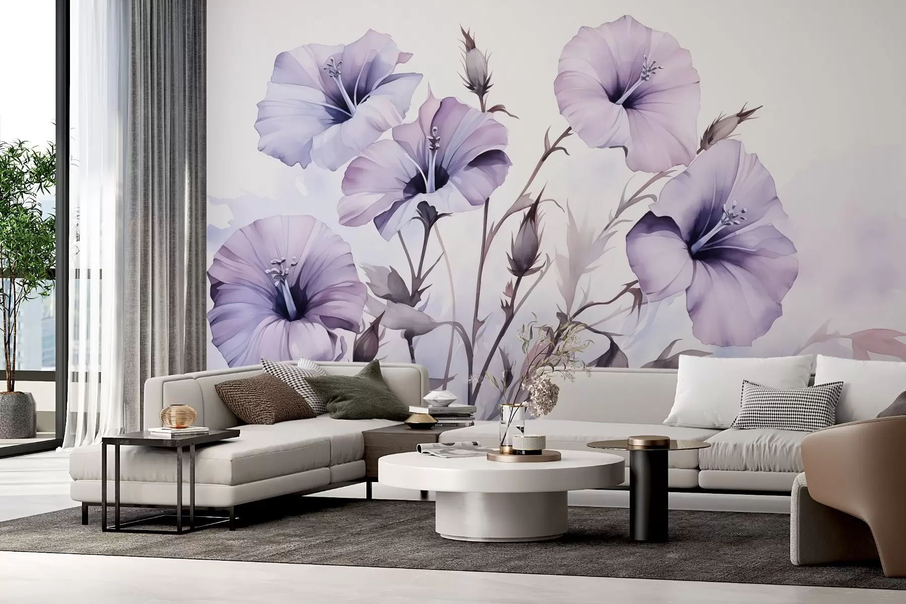 fotószőnyeg Petúnia virágok utánzata akvarell w02466