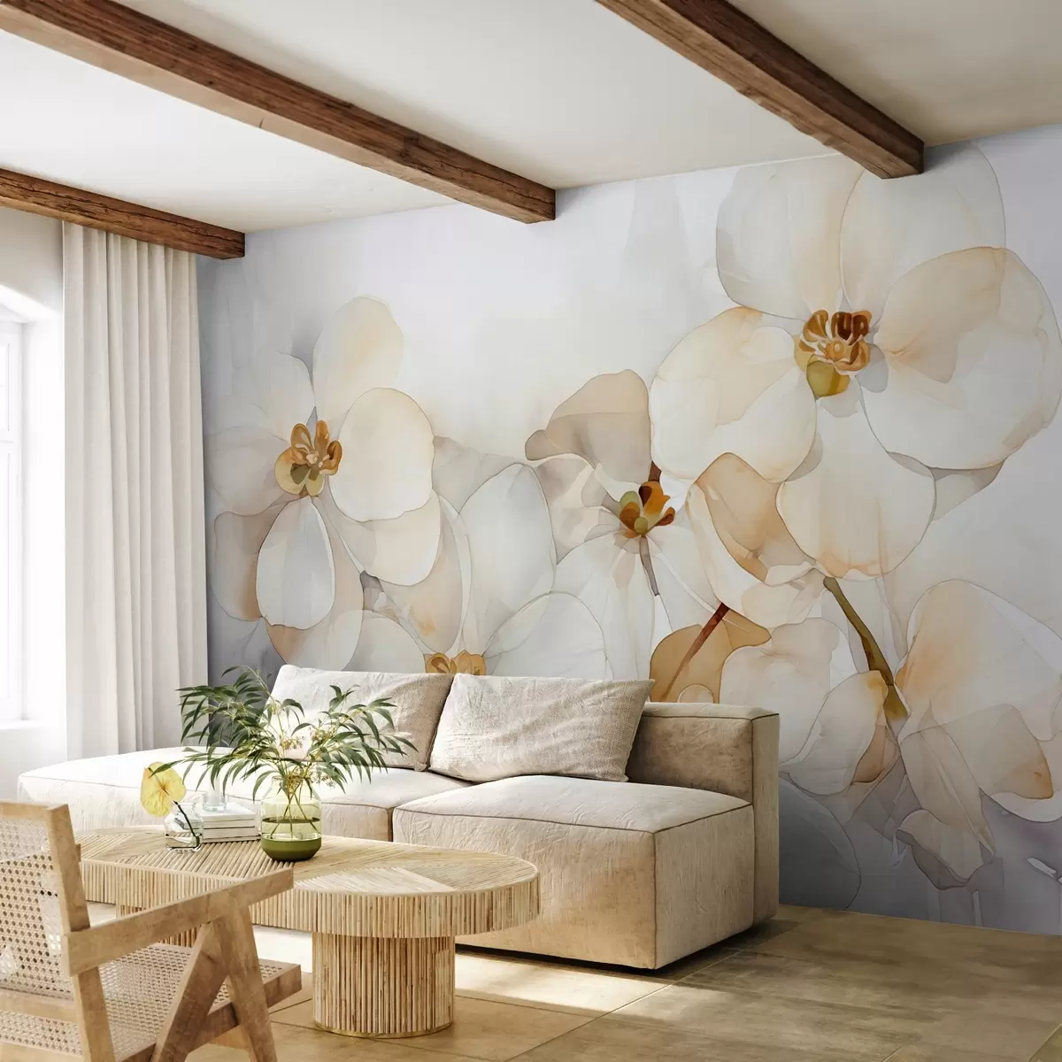 fotószőnyeg Fehér orchidea utánzat vízfesték w02470
