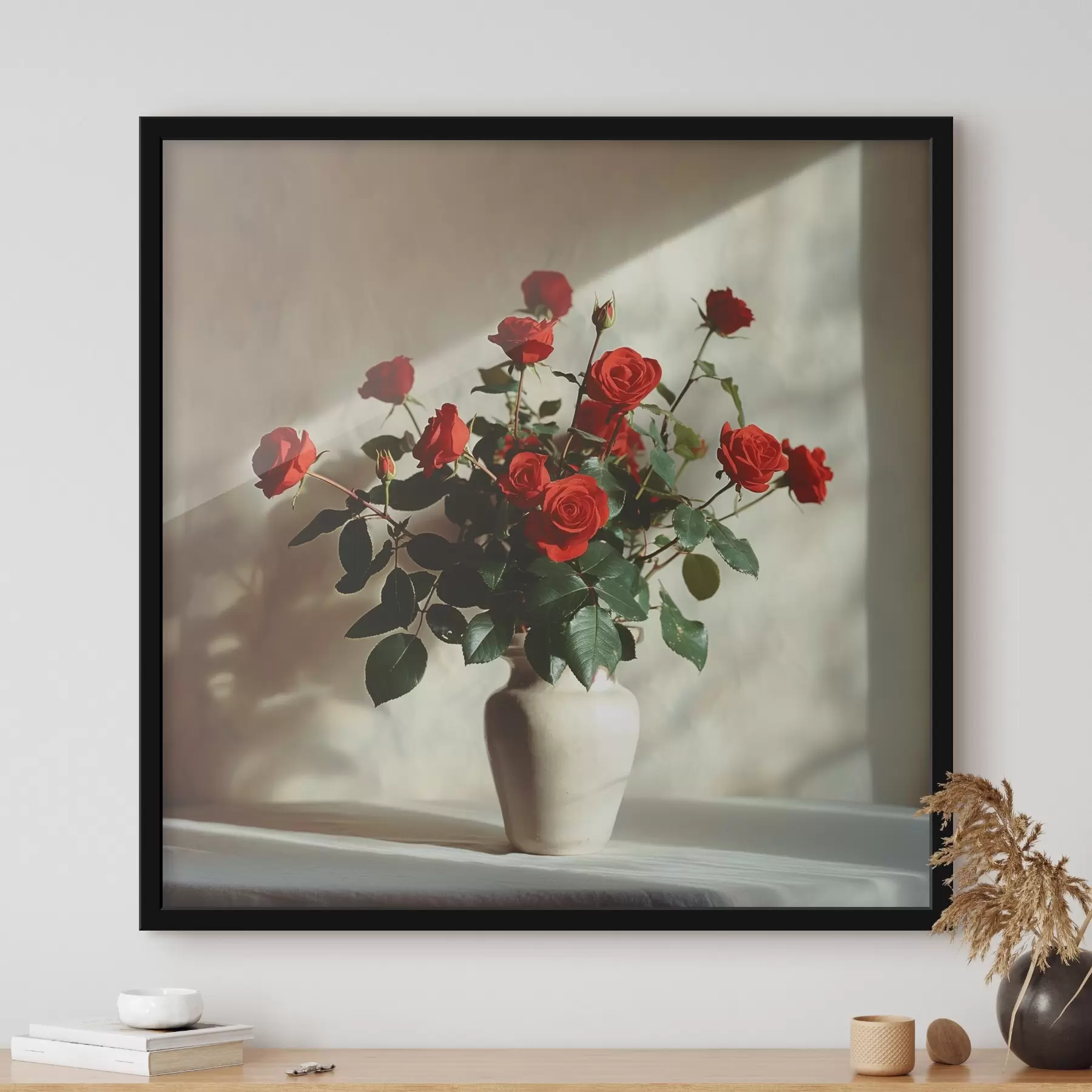 fotószőnyeg Váza vörös rózsákkal f37379