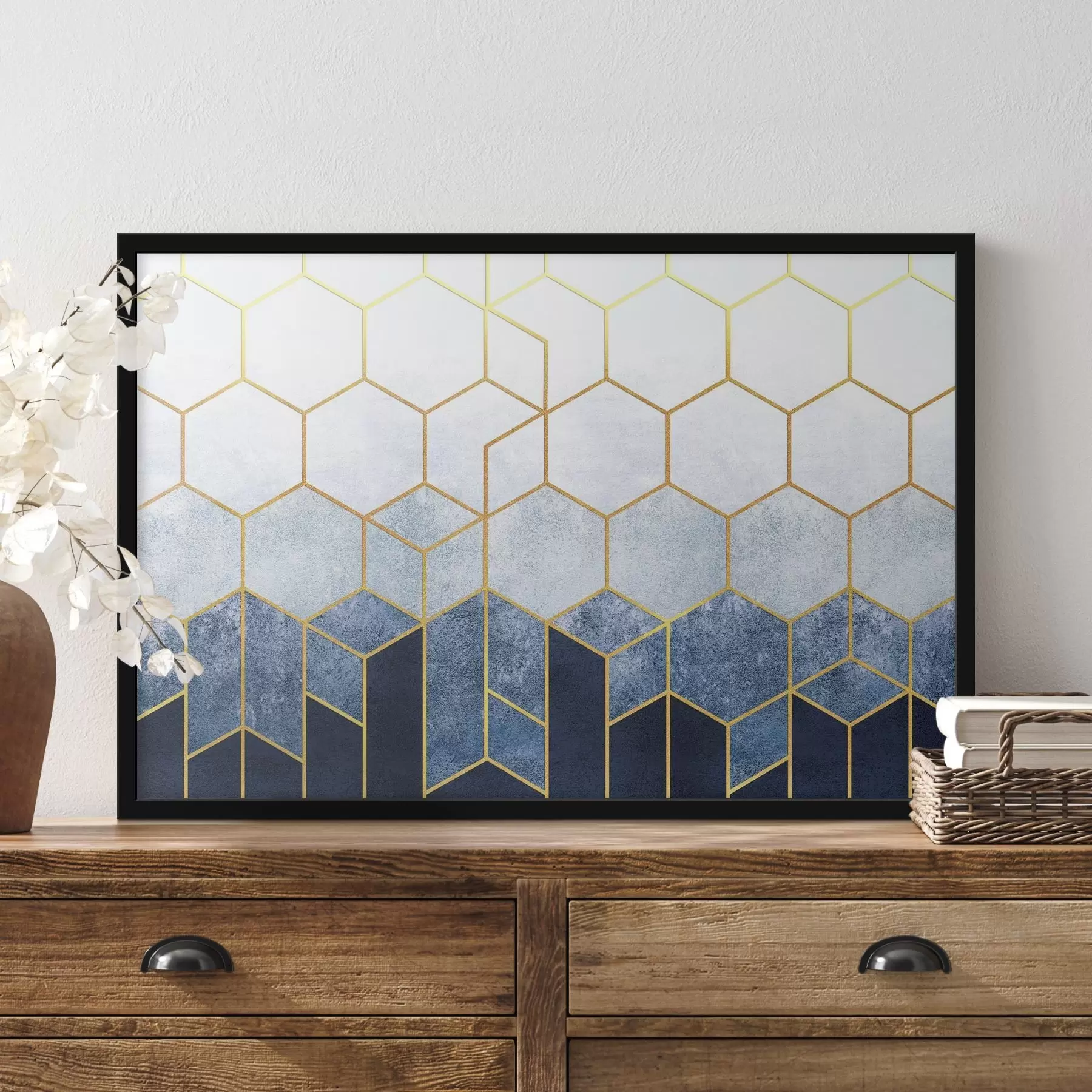 fotószőnyeg Elegáns geometrikus minta kék és fehér színben f36601
