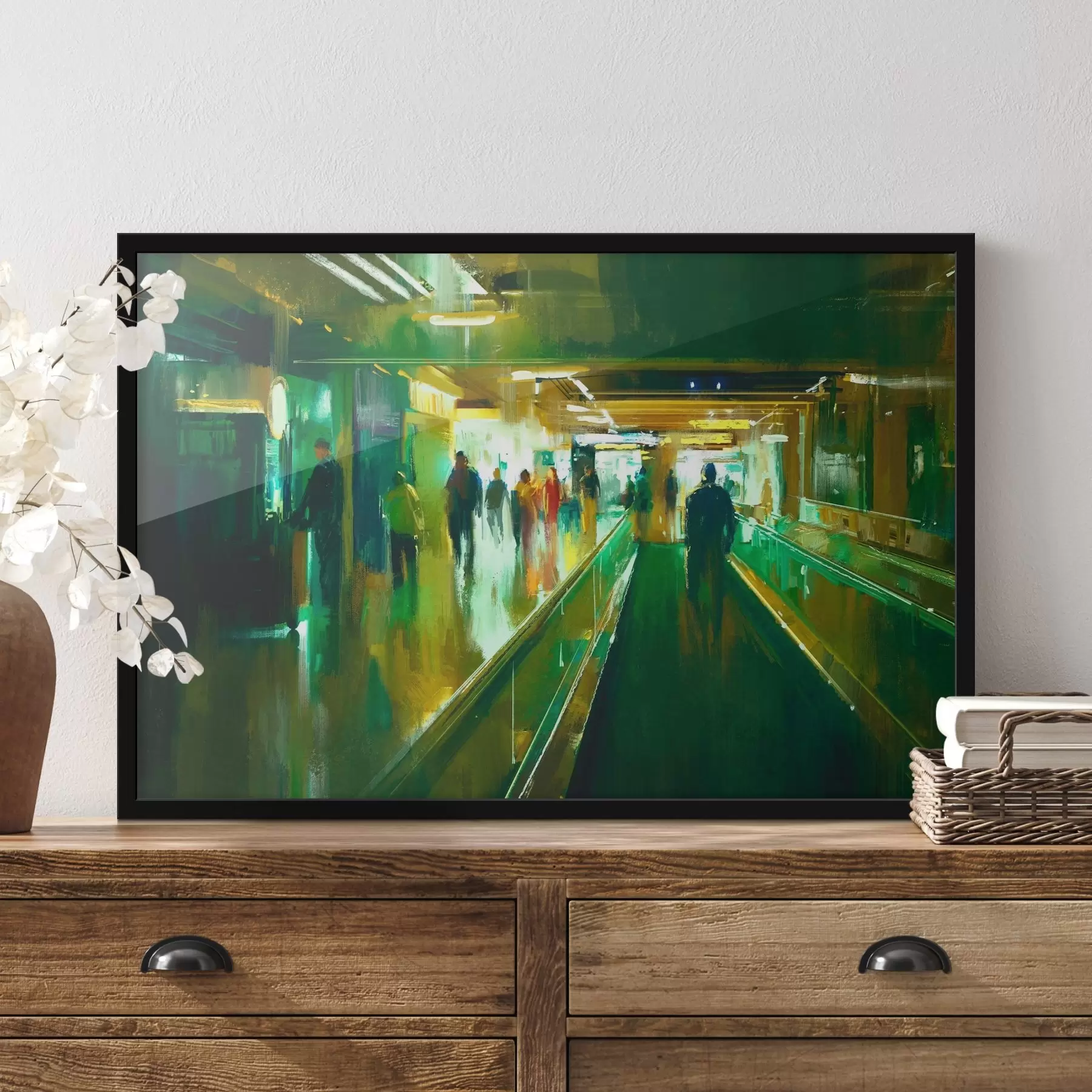 fotószőnyeg Egy csoport ember sétál egy mozgólépcsőn f37103