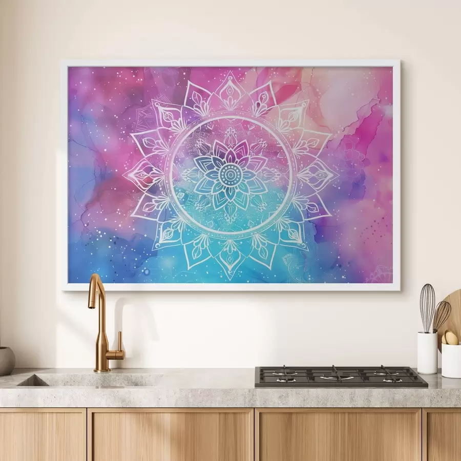 fotószőnyeg Fehér mandala színes háttéren f38529