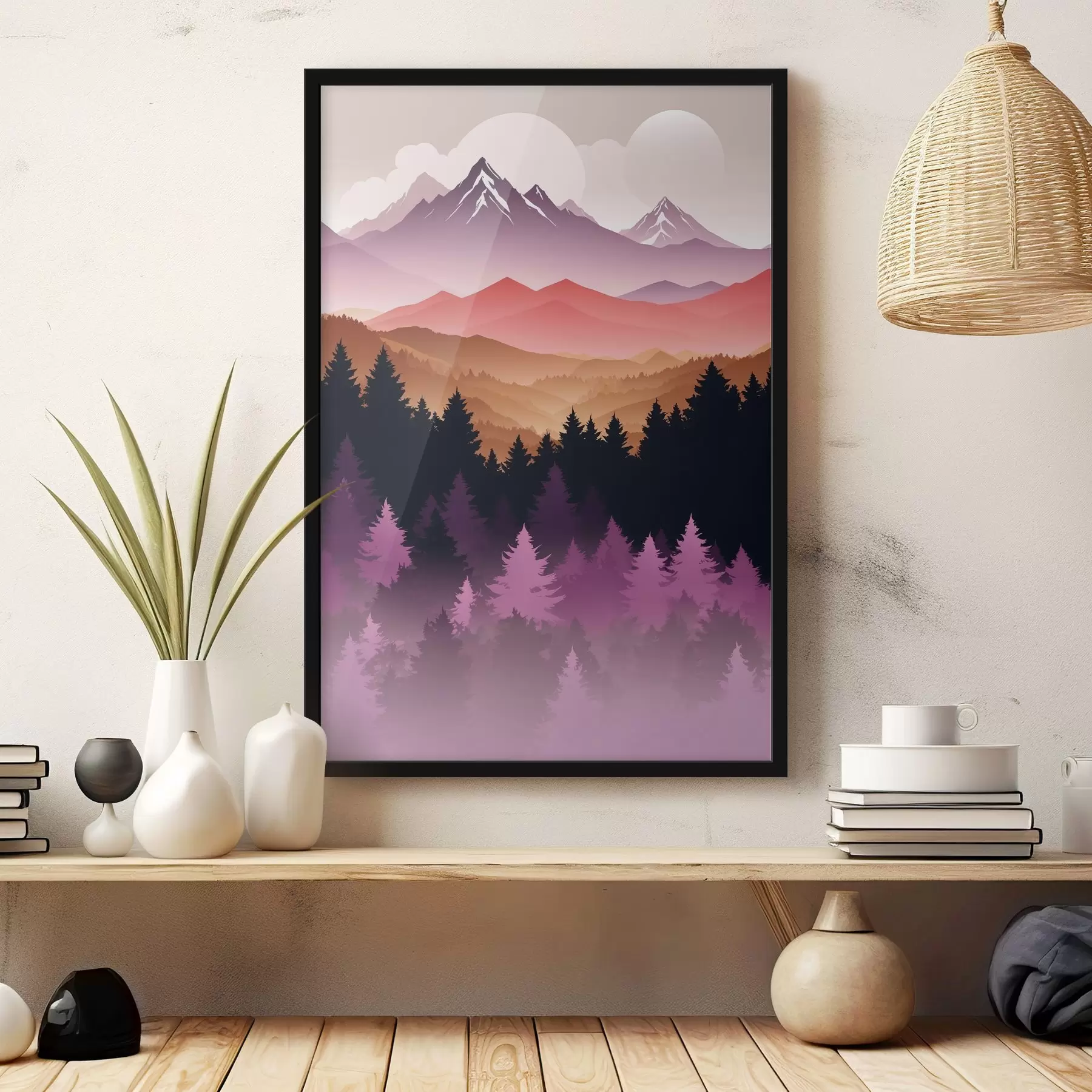 fotószőnyeg Naplemente a békés hegyek felett f36527