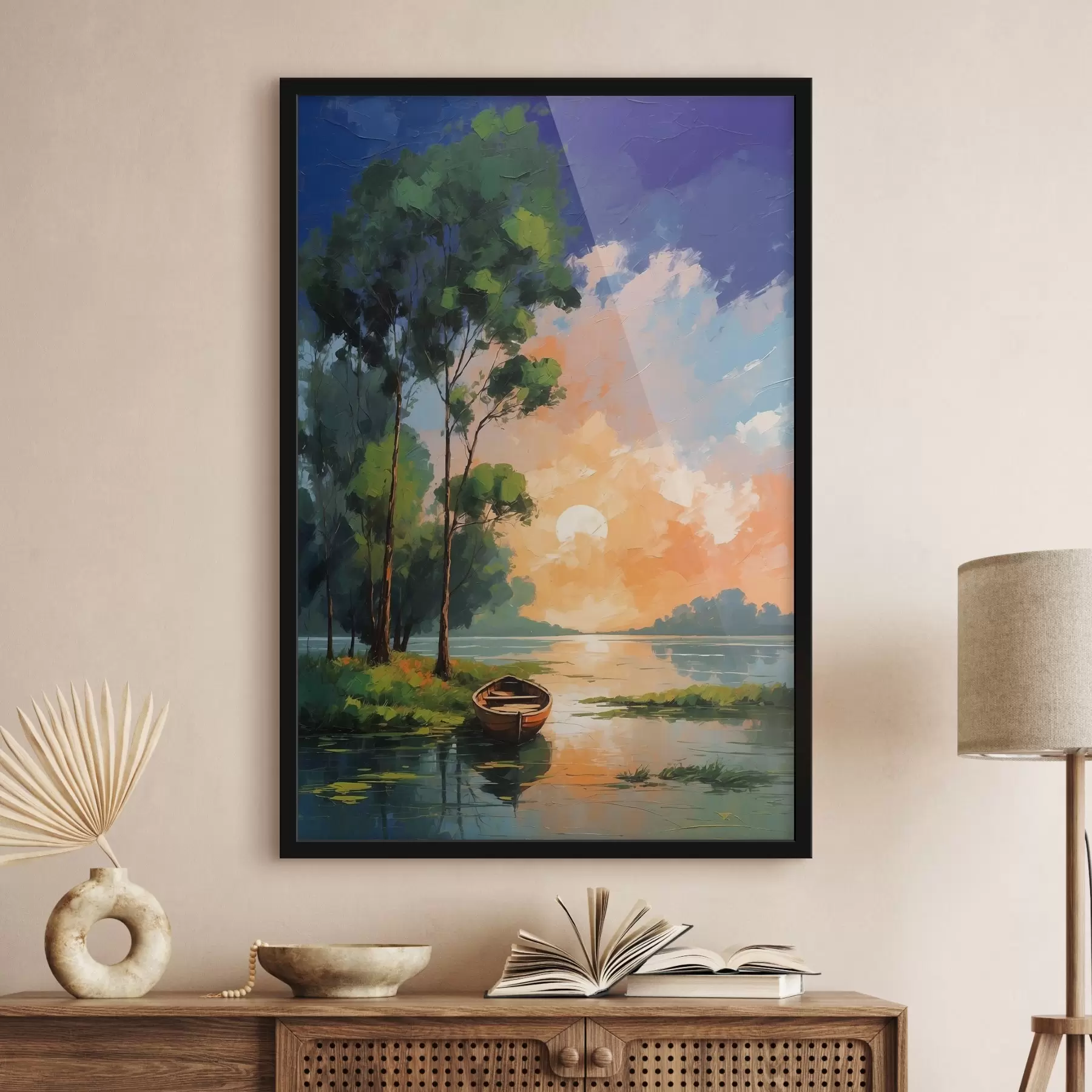 fotószőnyeg Kép egy csónakról a tavon f37801