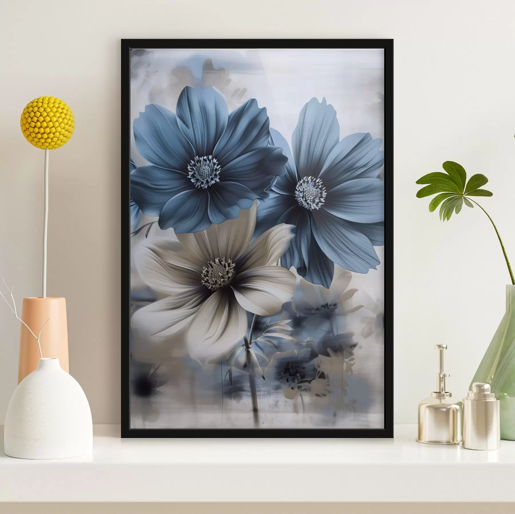 fotószőnyeg Elegáns virágok nyugodt árnyalatokban f38881