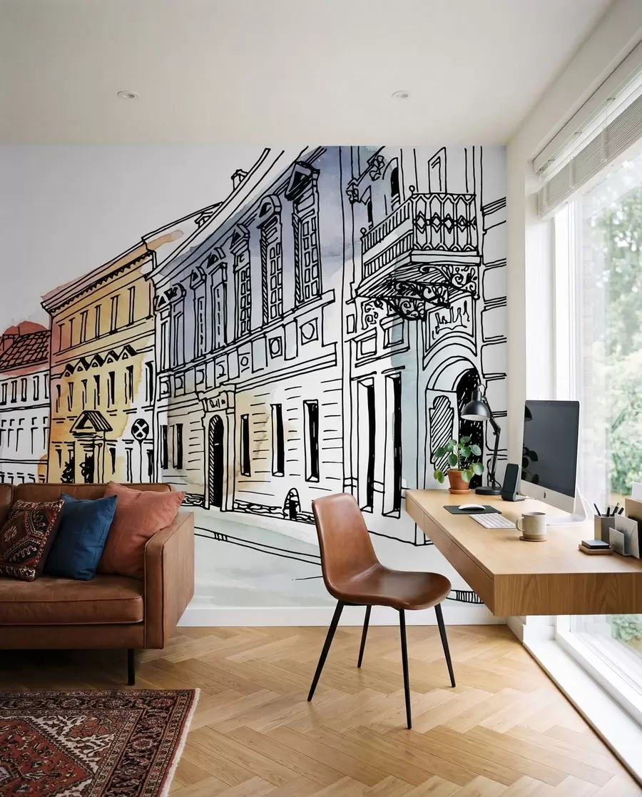 fotószőnyeg Óváros, marker és akvarell u51062