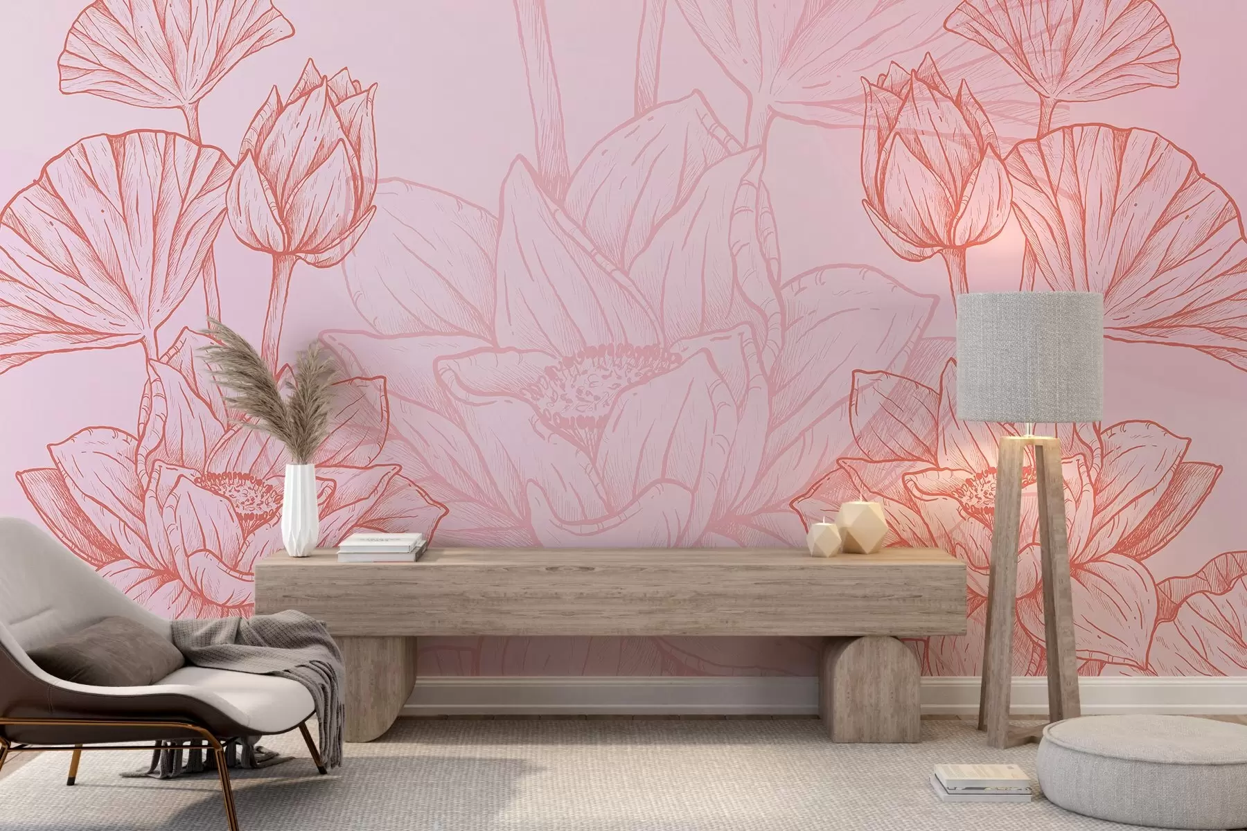 fotószőnyeg Nagy virágok rózsaszín tónusokban w02541