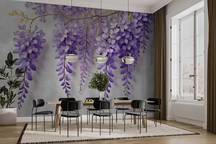 fotószőnyeg Dús virágcsokor a falon akvarell stílusban w02611