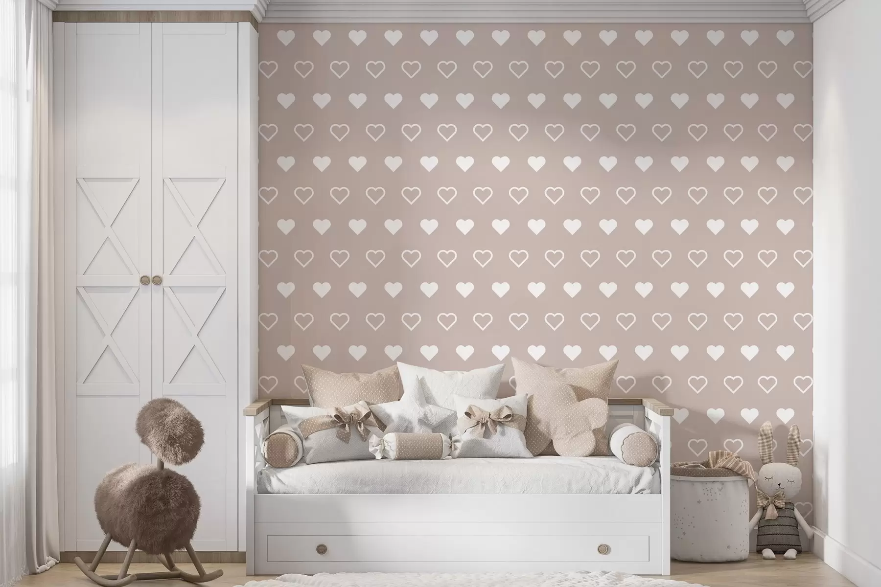 fotószőnyeg minimalista szív nyomtatás bézs háttéren w02548v1