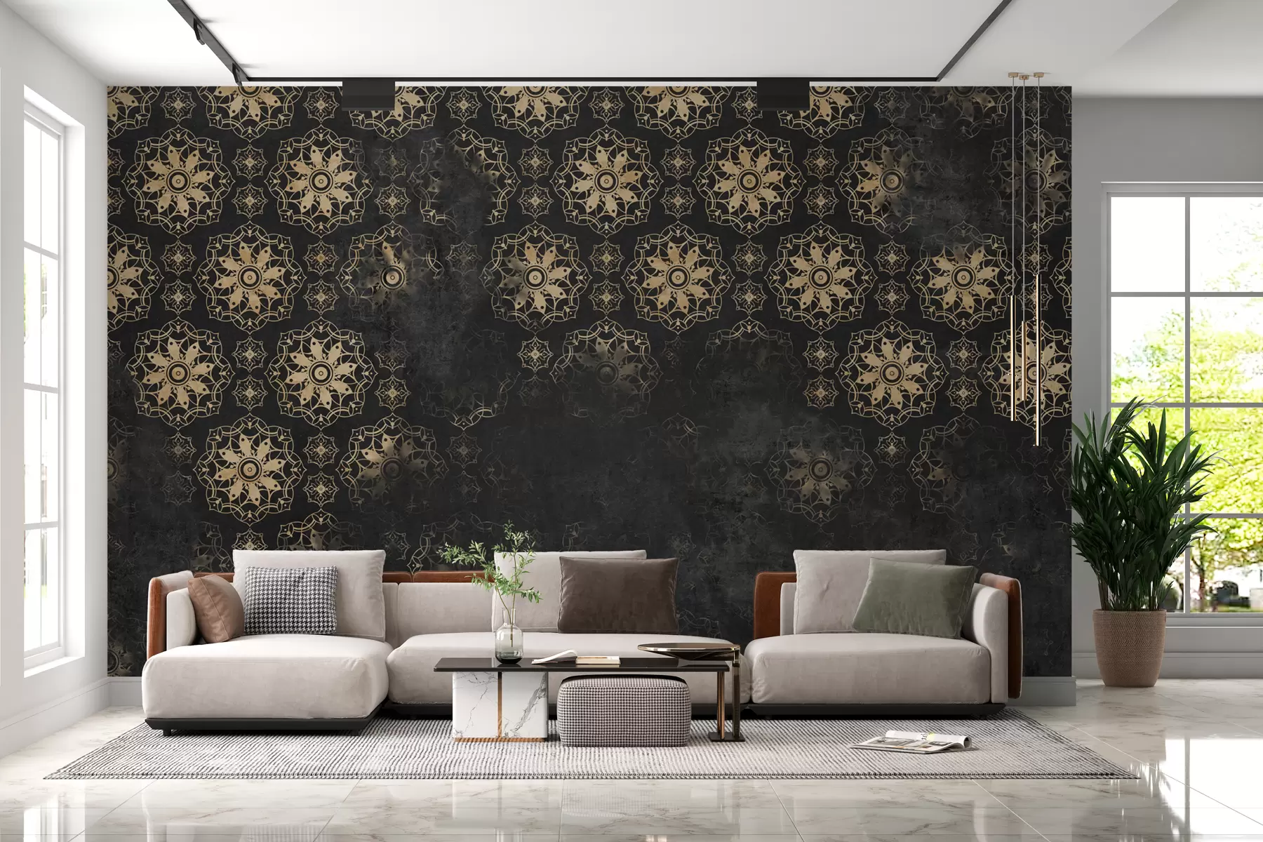 fotószőnyeg Vintage design mandala elemekkel és sérült hatással w02551