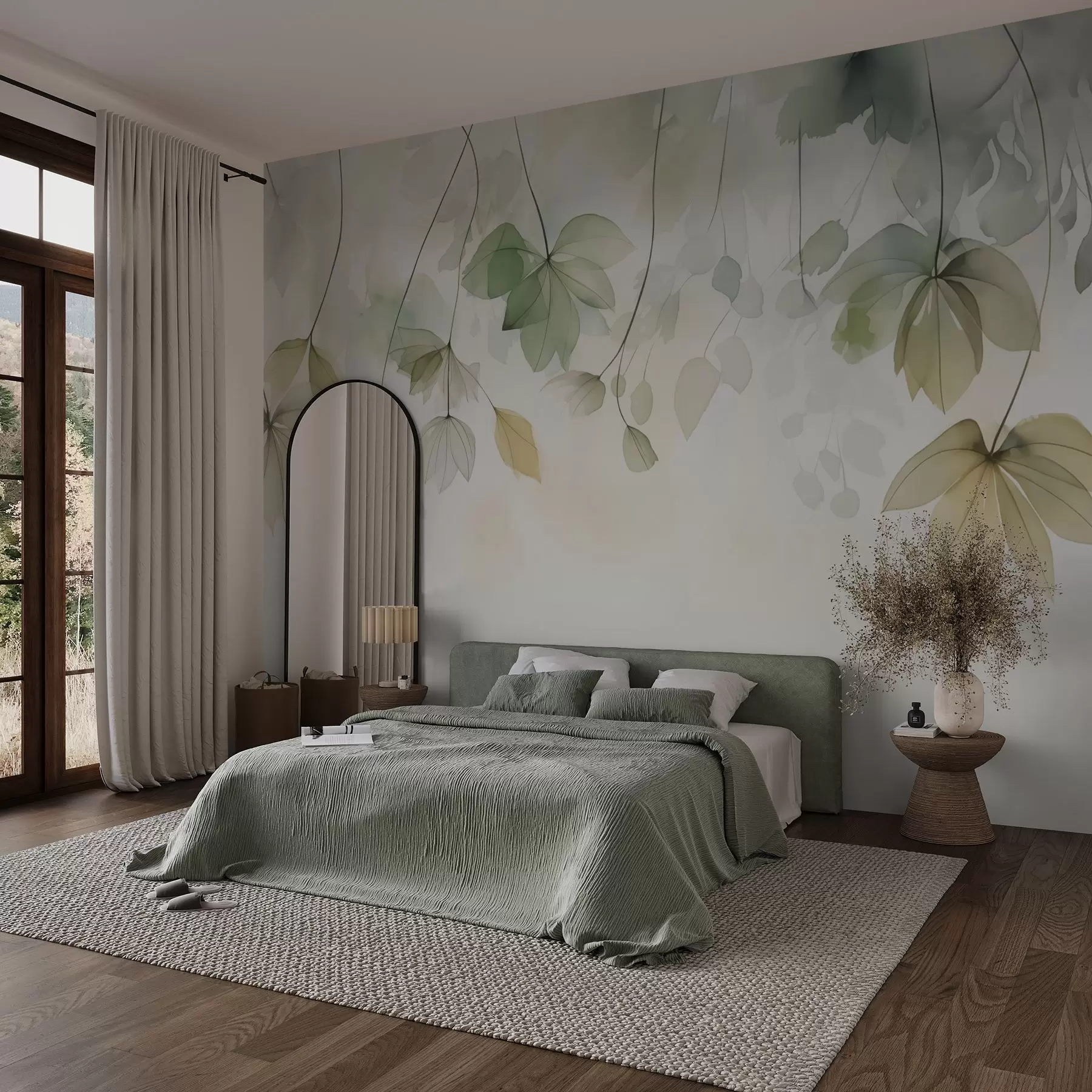 fotószőnyeg Levelek halvány akvarellben w02637