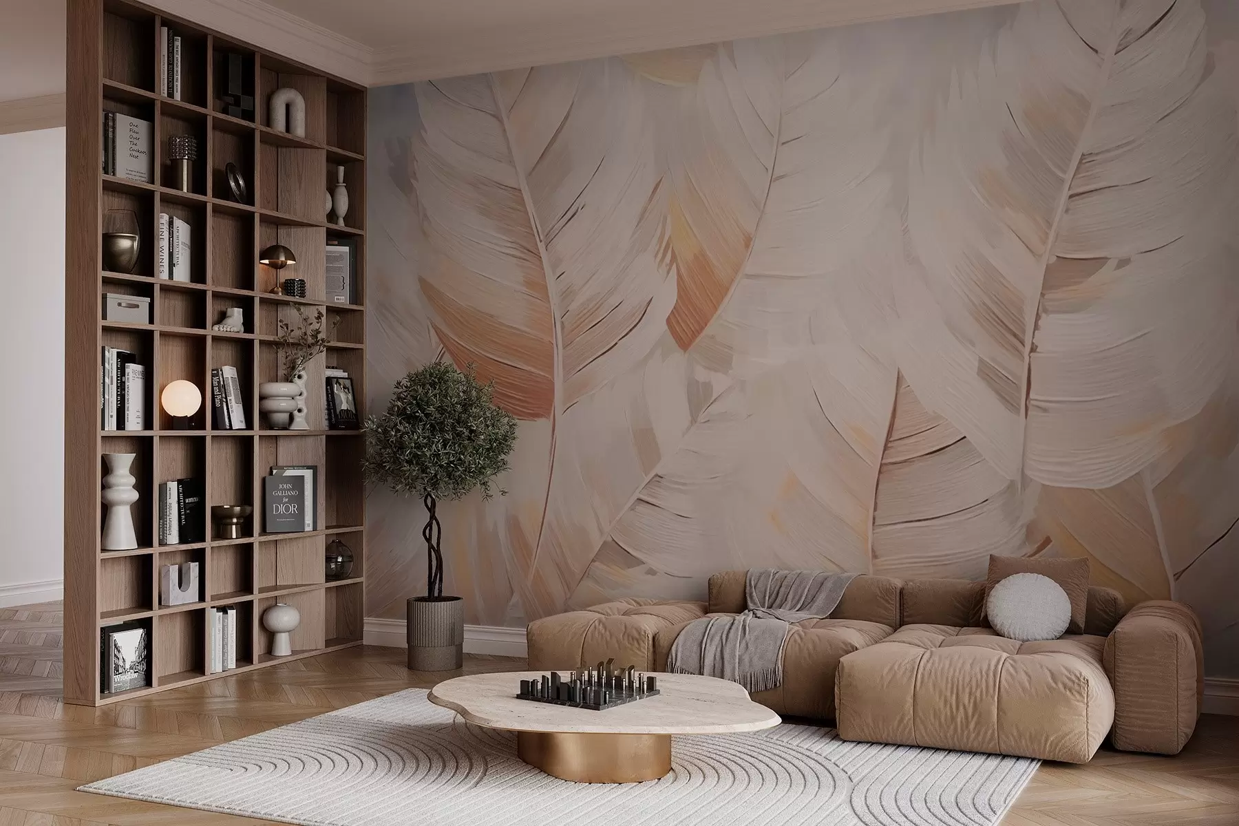 fotószőnyeg Absztrakt bézs levelek w02576