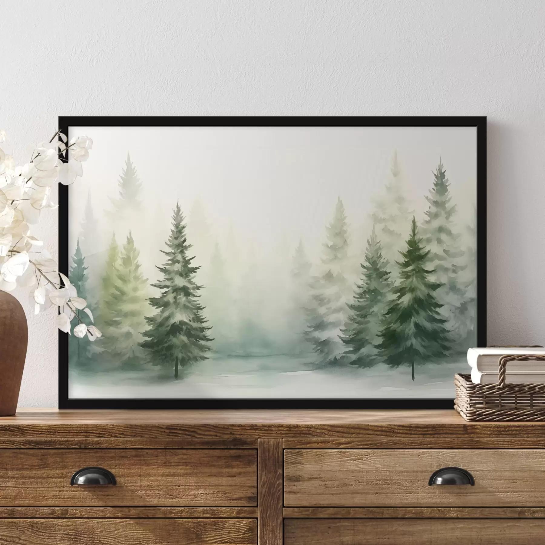 fotószőnyeg Ködös fenyőerdő f42154