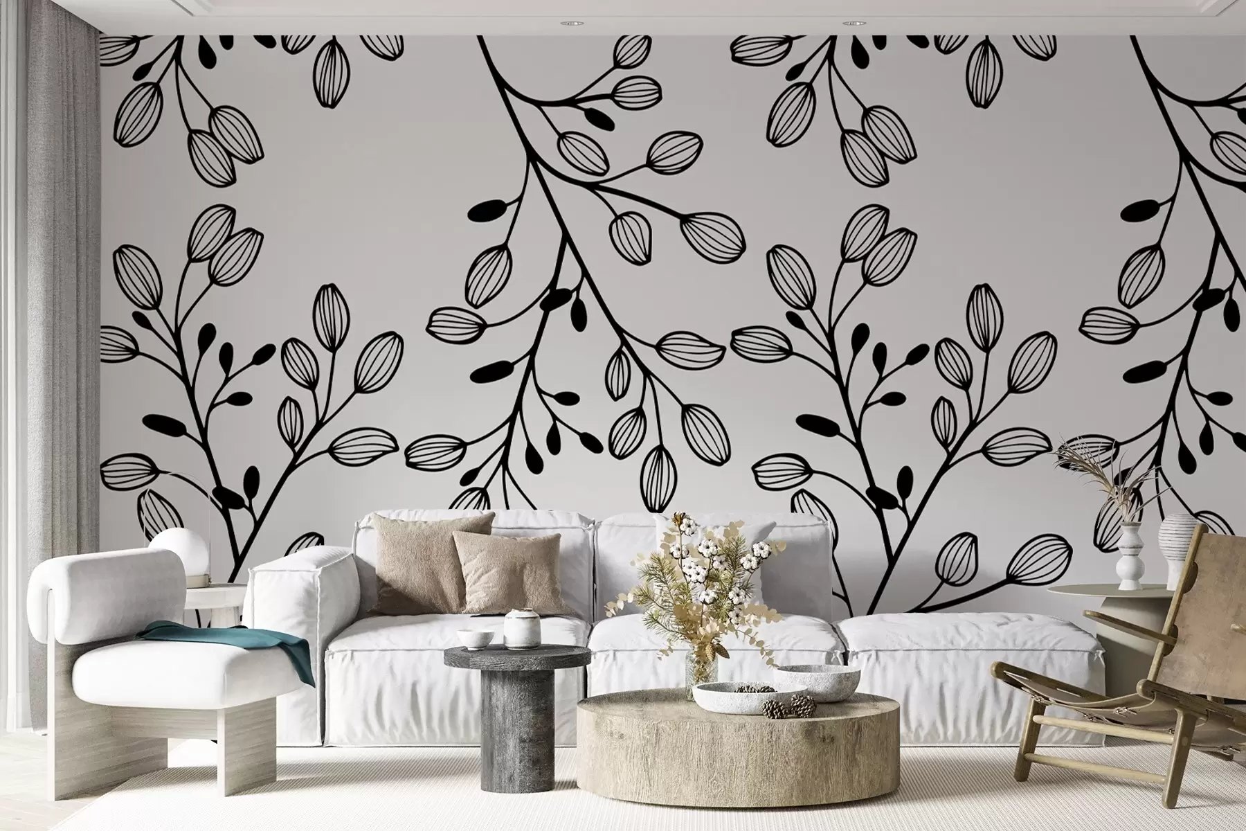 fotószőnyeg festett gallyak szürke háttéren w02665v1