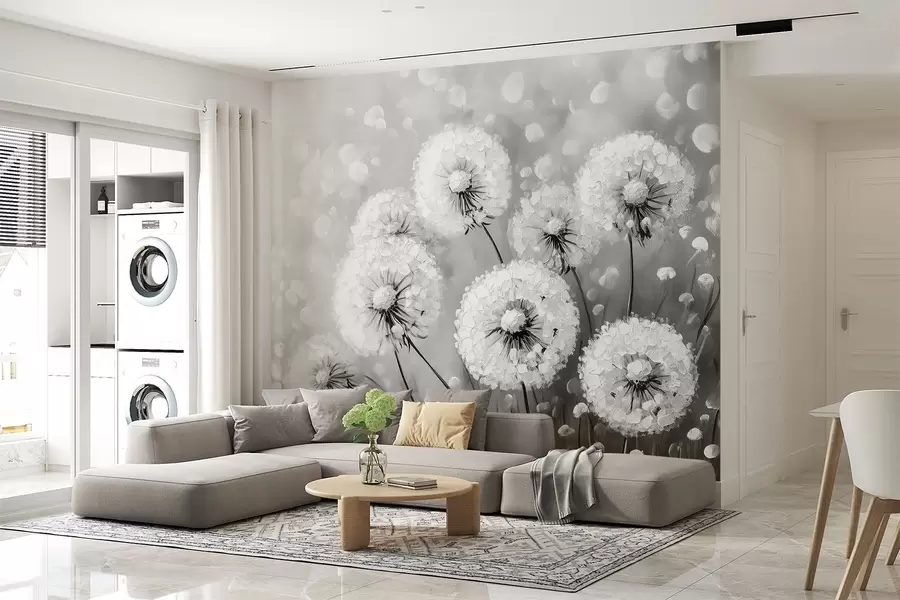 fotószőnyeg Légi pitypangok monokróm háttéren w08594v1