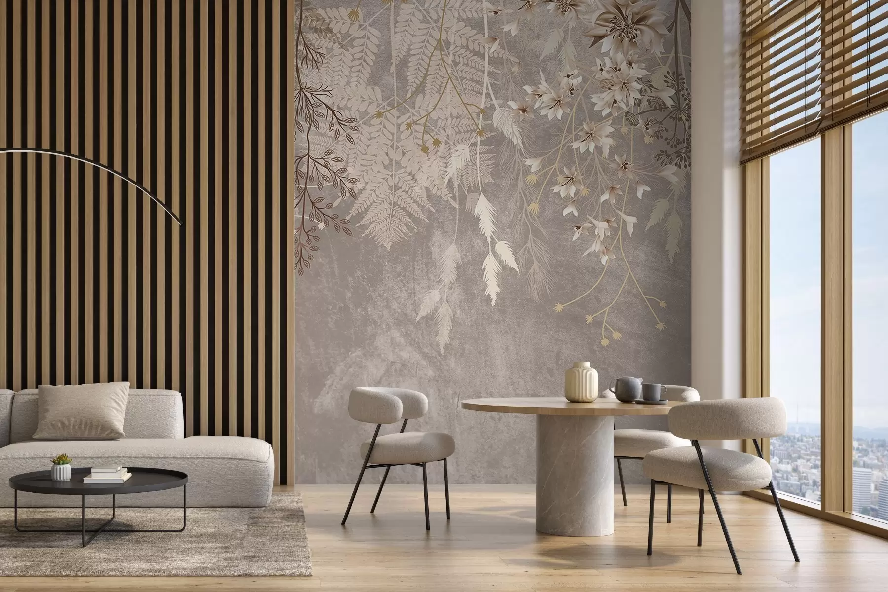 fotószőnyeg Álomszép, finom, foszlós növények, tüskék és virágok barna pasztell színekben, ködös, texturált háttér előtt w08606v1