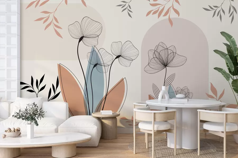 fotószőnyeg Boho stílusú virágok és ágak w02754