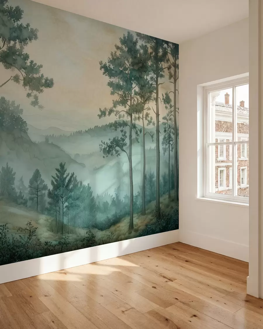 fotószőnyeg erdei panoráma dombokkal w02690