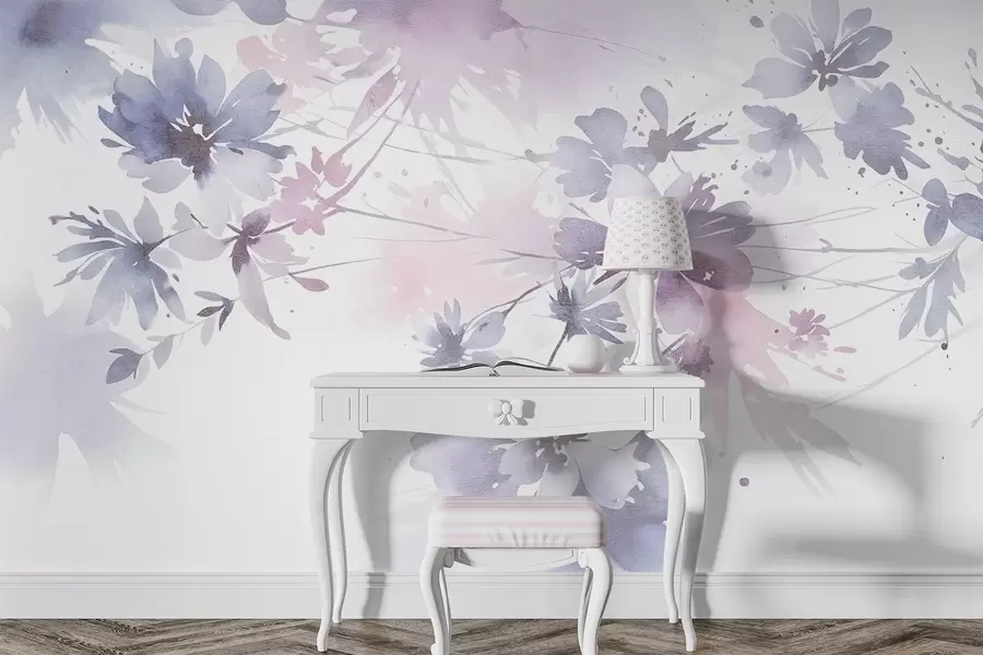 fotószőnyeg Lágy, pasztell színű absztrakt textúrájú virágok elmosódott háttérrel , álmodozó, éteri hangulatot teremtve w08645